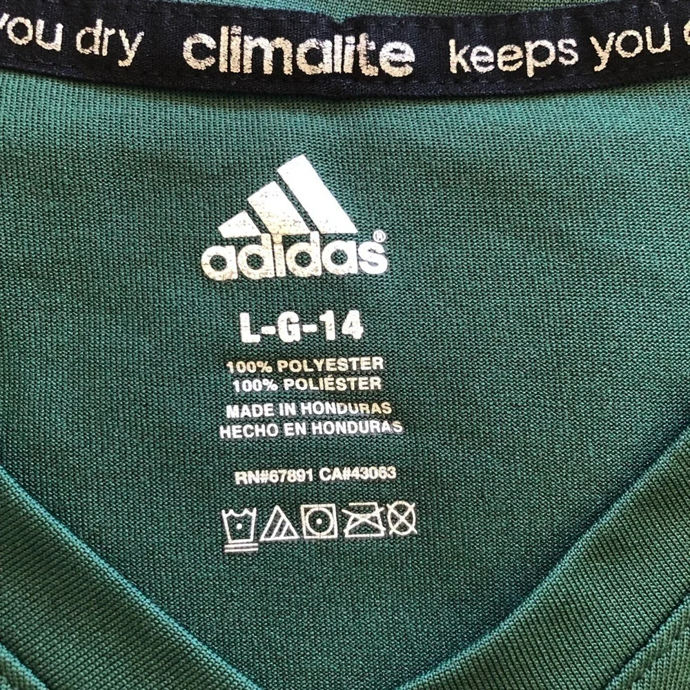 Adidas climalite youth L-14 Portland Timbers/  green v neck tee